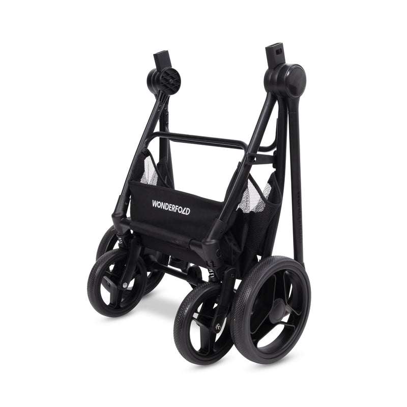 Folded frame of the P3 Pet Stroller showing its travel-friendly design.