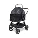 Angled side view of the P3 Pet Stroller with mesh carrier attached, showcasing breathable enclosure.